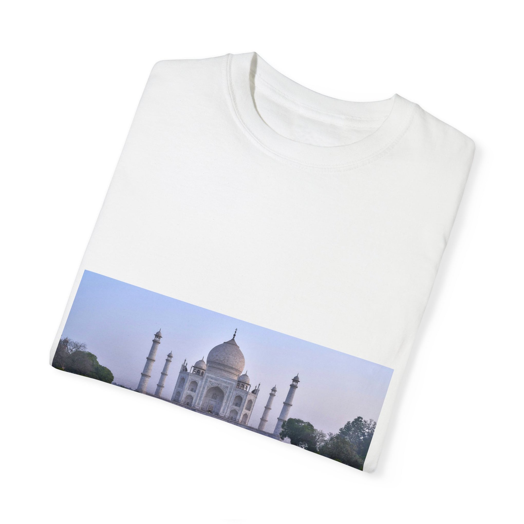 Taj Mahal Unisex Garment-Dyed T-Shirt - Artistic Landscape Tee