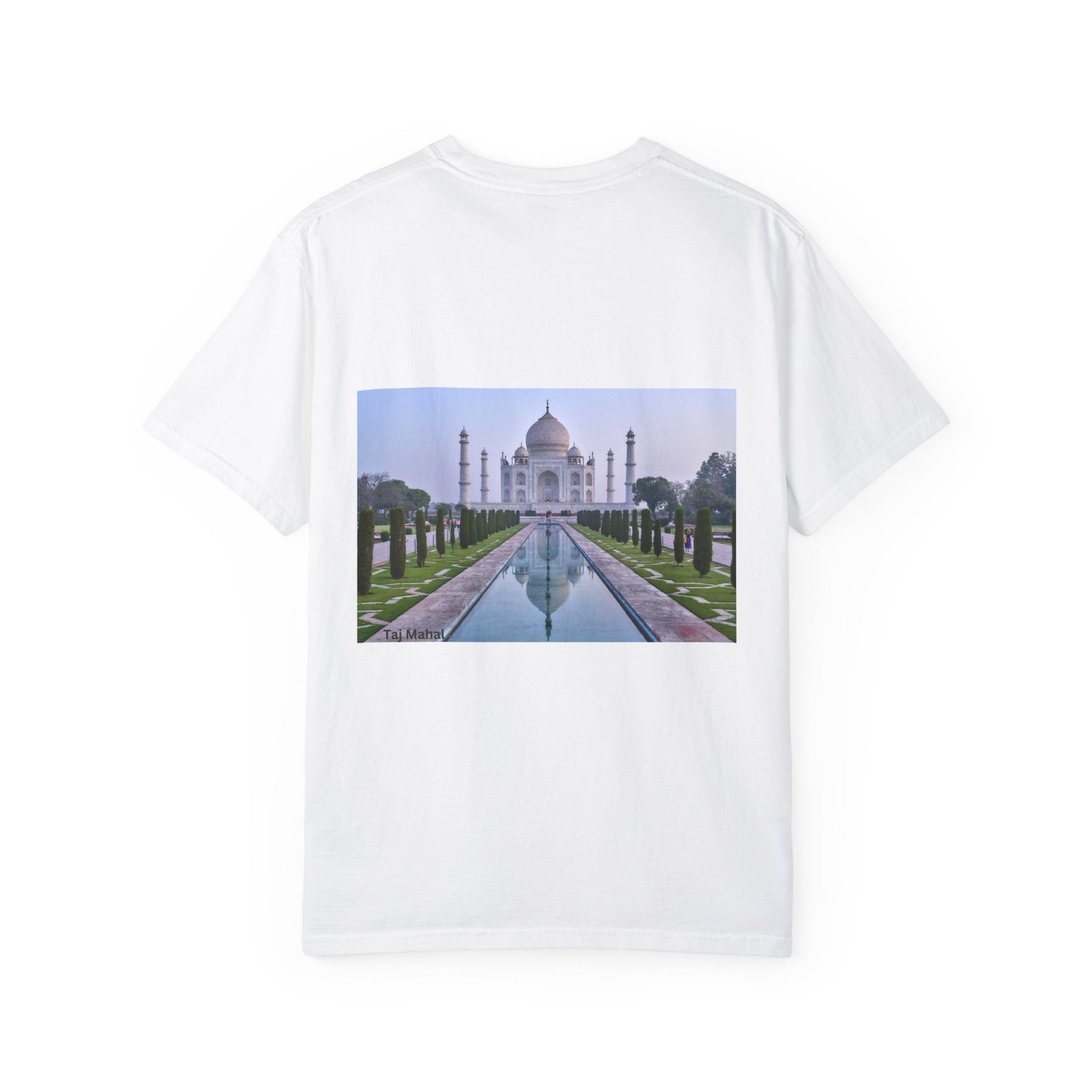 Taj Mahal Unisex Garment-Dyed T-Shirt - Artistic Landscape Tee