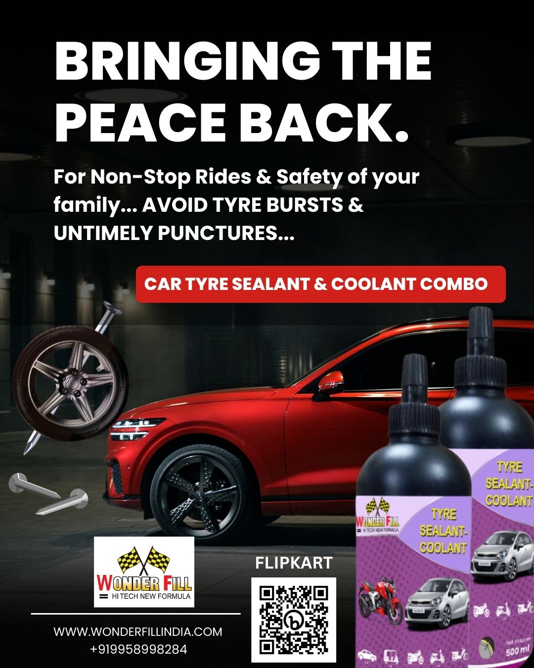 COMBO 2- ANTI PUNCTURE TYRE SEALANT COOLANTS 1000 ML
