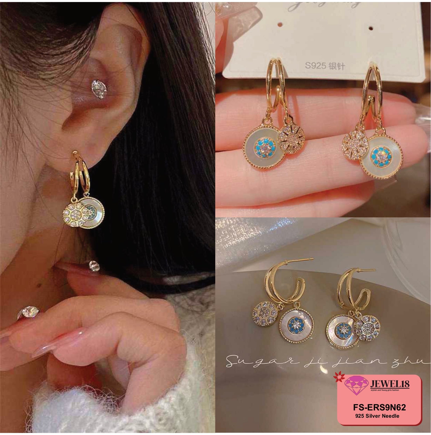 JEWEL18 EARRINGS JEWEL18 EAR FASHION GLOBAL DESIGN GENUINE #9N62
