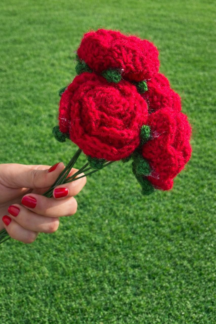 Valentine Special Handmade Fabric Flower Bunch – Set of 4 | Never Fading | Anupriya Design
