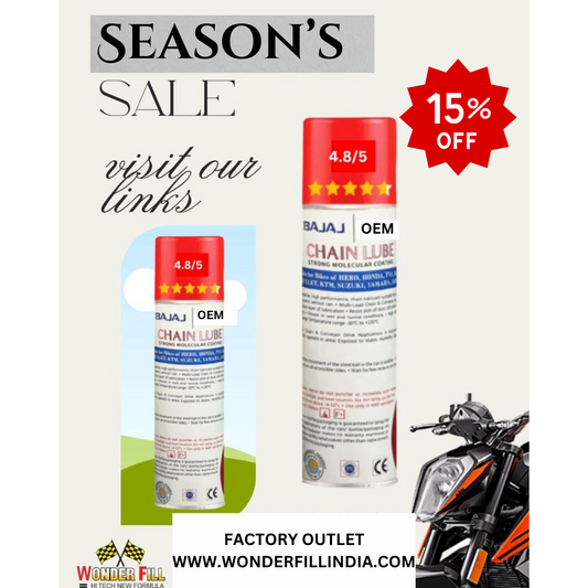 Wonderfill Strong Molecular Coat Chain Lube Chain Oil 500 ml- 1800 Kms in One Spray