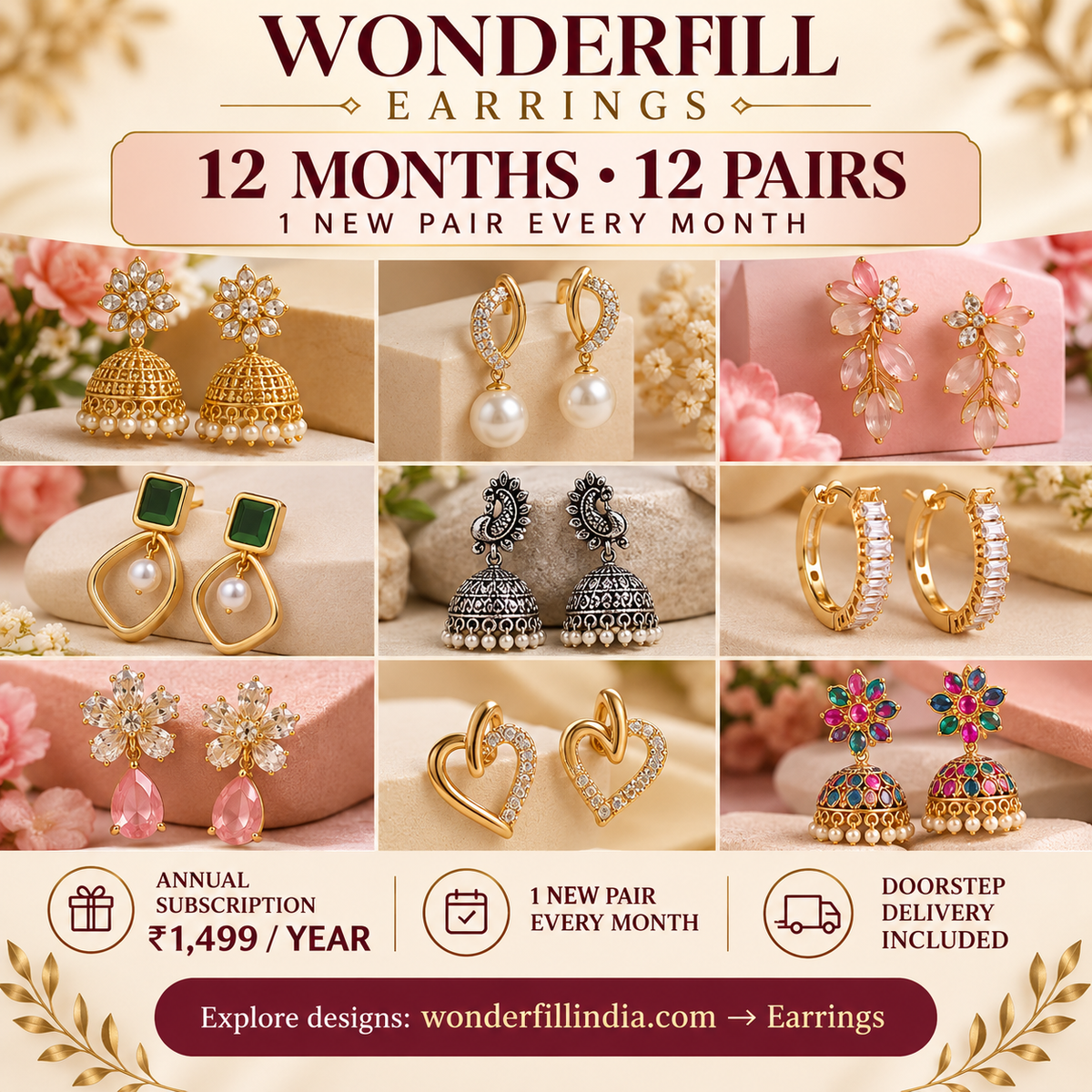 Wonderfill Earrings Subscription – 12 Pairs in 12 Months | ₹1,499/Year