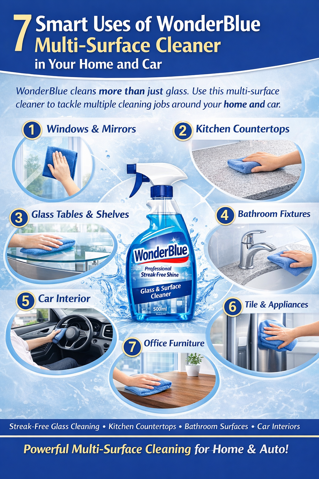 BEST CLEANER - WonderBlue All Surface Cleaner Spray – Neutral Smell, Streak-Free Shine – 500ml