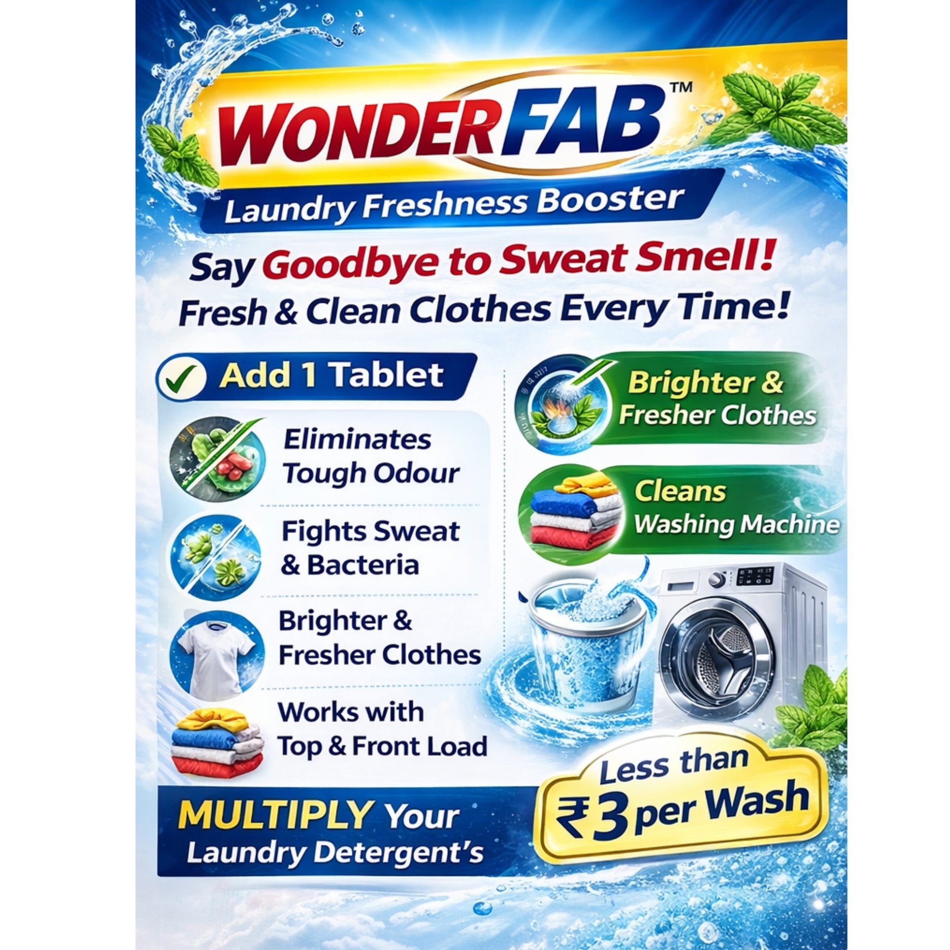 WONDERFAB Laundry Freshness Booster Tablets (50 Tablets)