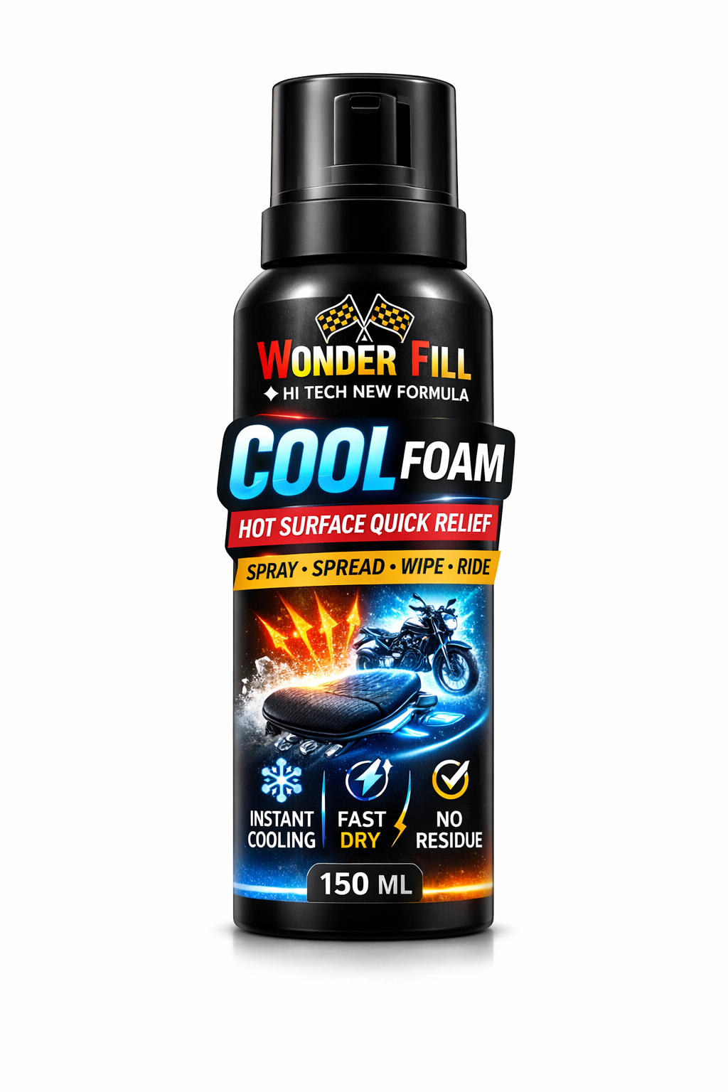 Wonderfill Cool Foam - 150ml (cool down 2 wheeler seats, steering wheels etc in summers)