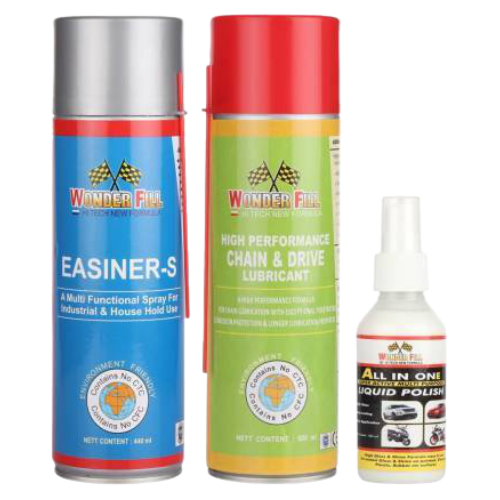 Wonderfill Combo Anti Rust 500 ml, chain cleaner lube 500 ml, liquid polish